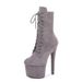17cm Multicolor Suede Pole Dance High Heels Round Toe Low High-end Catwalk Show Sky-high Boots_voghion.com