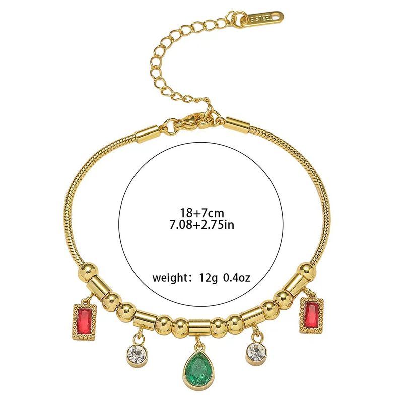 Bracelet For Women Fashion Niche Elegant Simple Emerald Water Drop Zircon Inlaid Beaded Titanium Steel Jewelry_voghion.com