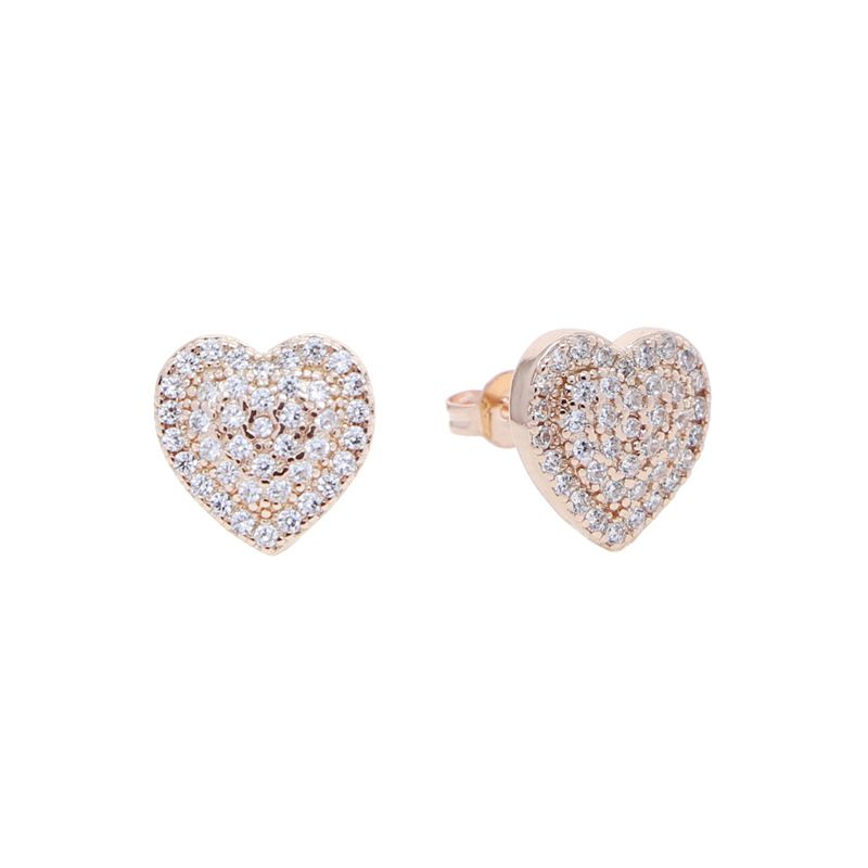 Orecchini da donna con zirconi a forma di cuore, design di nicchia, orecchini di alta gamma, accessori_voghion.com