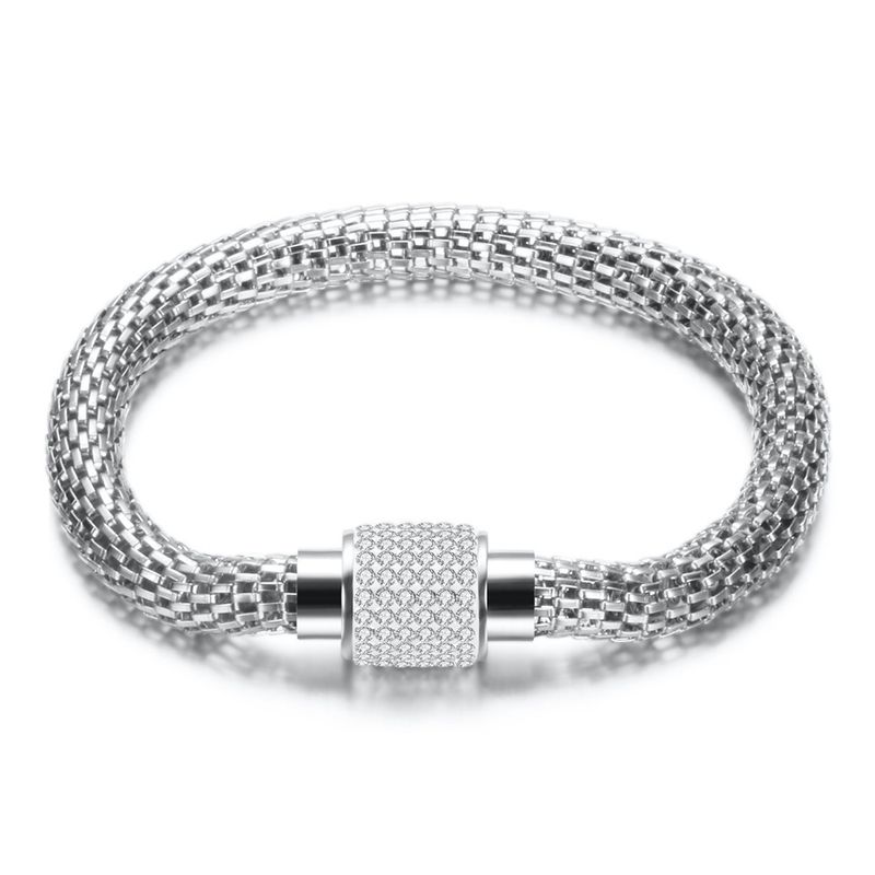 Bracciale in acciaio inossidabile con diamanti e fascia in acciaio dorato K da donna_voghion.com
