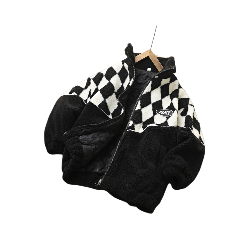 Boys lamb's wool jacket middle and large children's padded thickened boys cotton clothing fall and winter new children's warm winter clothing_voghion.com