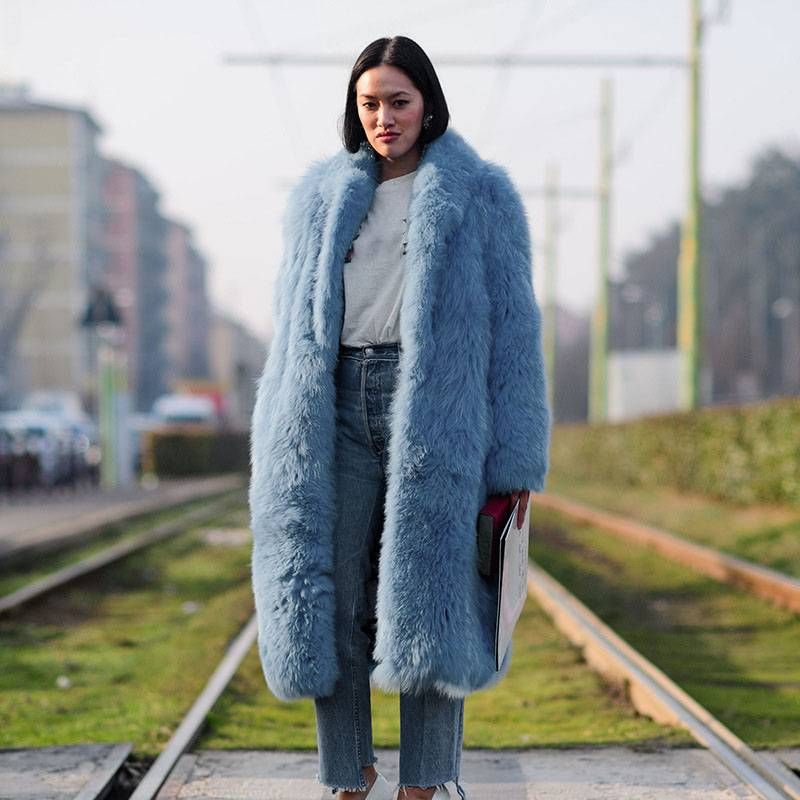 Women's Clothing Long Wool Coat Fashionable Street Trendy Autumn and Winter Thickened Fur Lapel Fur Coat _voghion.com