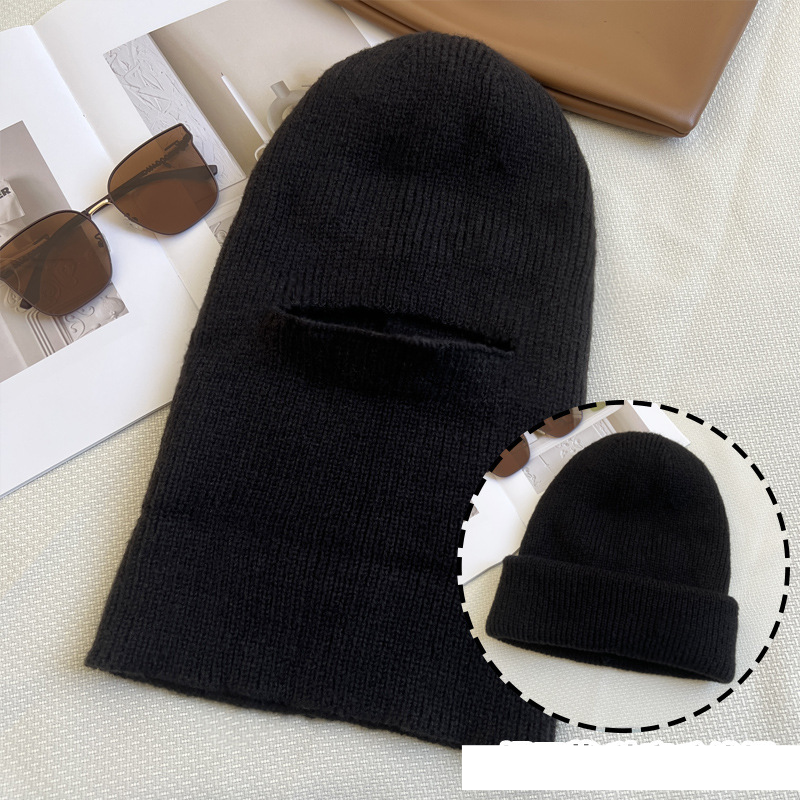 Balaklava müts, üks müts, kaks korda kandmiseks, sügis- ja talvenäokaitseks mõeldud tuulekindel müts, kootud pullovermüts, villamüts, kaelakaitse_voghion.com