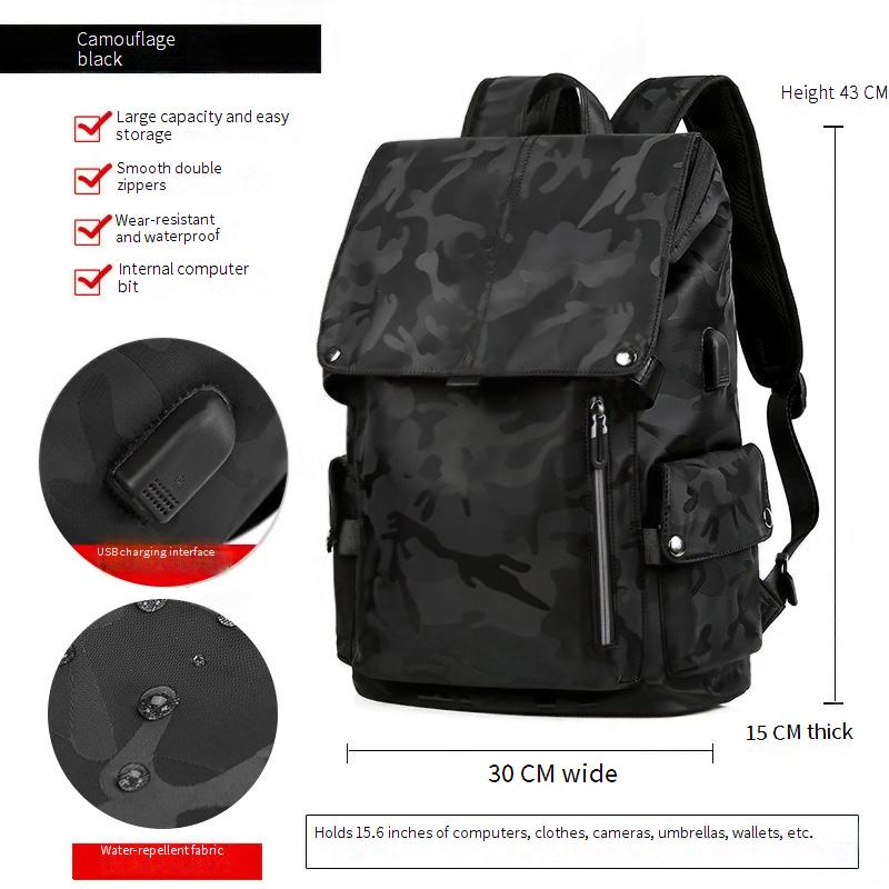 Zaino premium da uomo con porta USB, zaino per laptop di grande capacità per viaggi, lavoro e spostamenti, tessuto Oxford resistente all'acqua, design ergonomico_voghion.com