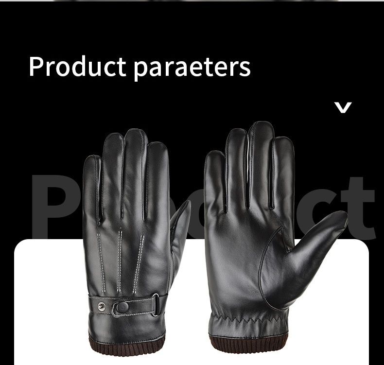 Autumn And Winter Warm PU Leather Gloves, Men's Outdoor Cycling Touch Screen Gloves, Fleece Water-resistant Cycling Cold-proof Gloves_voghion.com