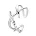 925 Sterling Silver Niche Design X Line For Women Trendy Hip-Hop Plain Open Index Finger Ring Cross Mirror Hand Jewelry_voghion.com