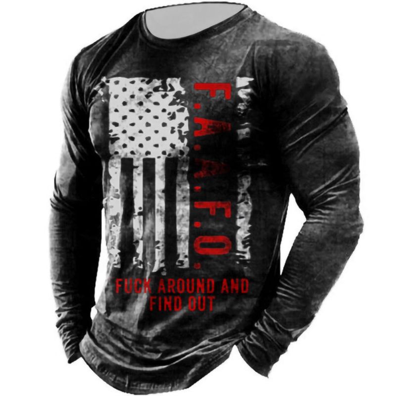 2022 Nova Casual Gola Redonda Manga Comprida Digital Impresso Slim Fit Pullover Camiseta Masculina_voghion.com
