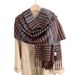 Sciarpa lunga a righe con frange, scialle oversize, calda e accogliente, autunno/inverno 2025_voghion.com