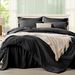 Black Solid Color Breathable Queen Size Comforter Sets, All-Season Down-Alternative 3-Piece Bedding Set_voghion.com