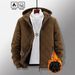 Herenjas met fleecevoering, capuchon, winterjas met rits, lichtgewicht warme bovenkleding voor koud weer (zwart, marineblauw, bruin, grijs)_voghion.com