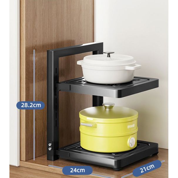 Verstellbares Topf-Arbeitsplatten-Mehrschicht-Kochgeschirr-Lagerregal unter der Spüle Küchenutensilien-Organizer Verdicktes Regal_voghion.com