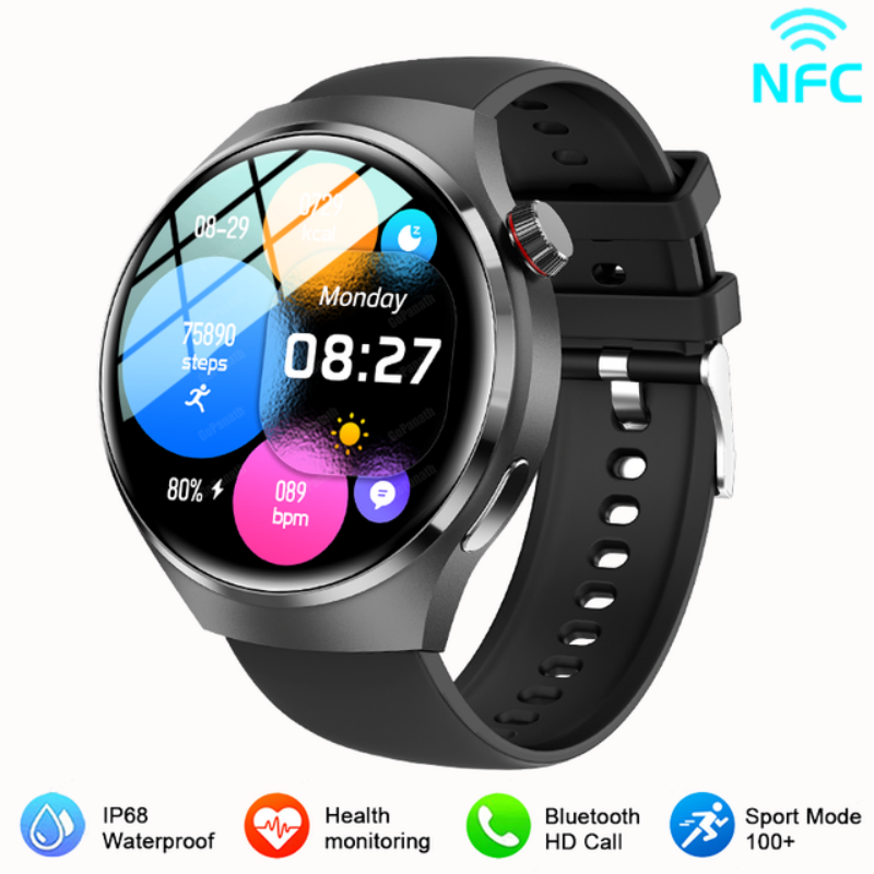 GT4Pro Smartwatch für Herren, Blutzucker-Smartwatch, 1,53-Zoll-Bildschirm, NFC-Anrufuhr, Fitness, Herren-Smartwatch, Anruf, Herzfrequenz, Blutdruck, Damen-Smartwatch_voghion.com
