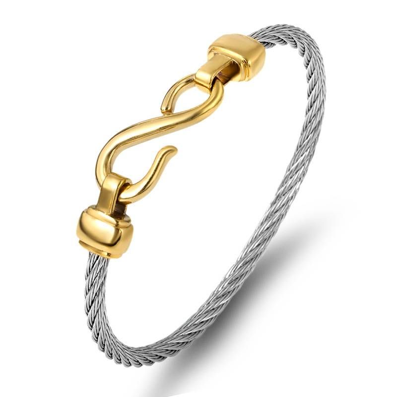 Fashion open bracelets New style steel fishhook 8 shaped titanium steel bracelets Stainless steel jewelry_voghion.com