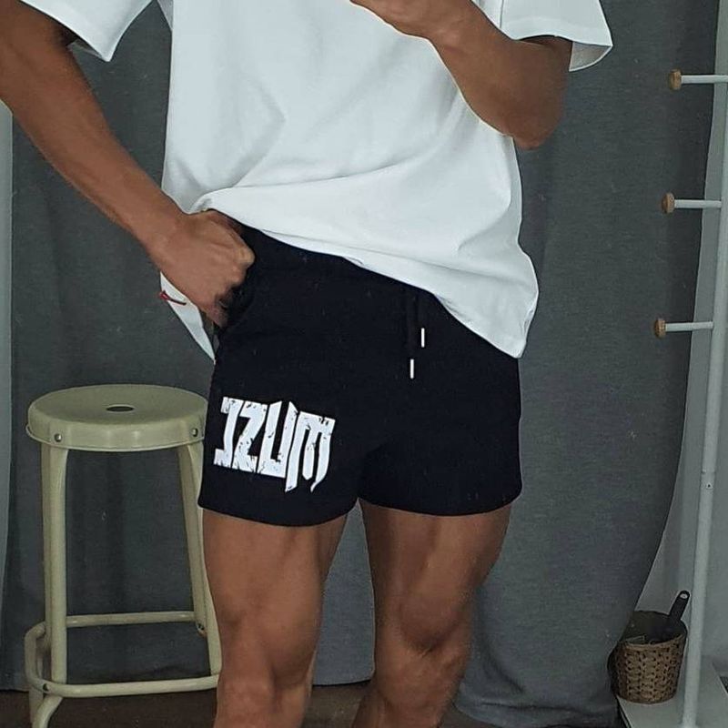 Men's Clothing Muscular Fitness Three Point Shorts Summer Training Squat Sports Shorts Trendy Breathable Running Pants_voghion.com