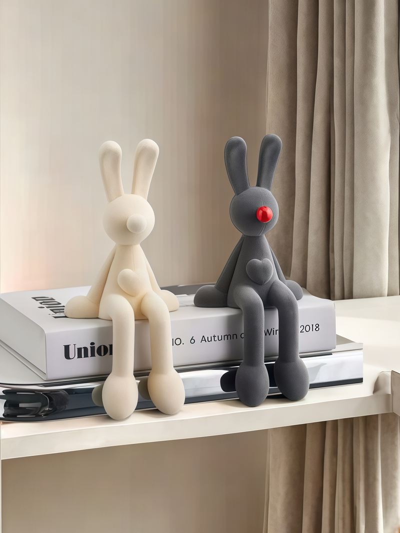 Modern Minimalist Style Ceramic Plush Rabbit Jewelry Suitable For Cute Rabbit Ornaments On Living Room Tables And Fun Decorations For Children's Rooms_voghion.com