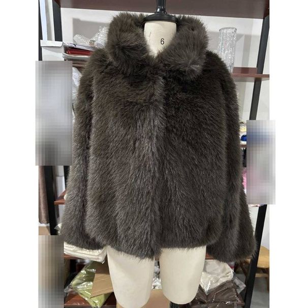 Women's Faux Fur Collar Coat - Soft Plush Winter Jacket With Pockets, Stylish & Warm Outerwear For Fall & Winter (Brown, Gray, White, Dyed Tip)_voghion.com