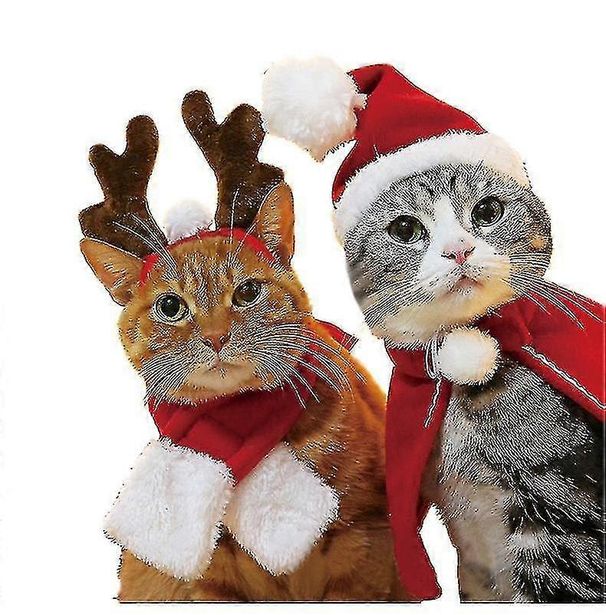 Christmas Pet Hat Cute Antlers Saliva Towel Cat Headgear Hat Birthday Dress Up Plush Rabbit Ears Bou_voghion.com