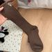 IOULOR Rollrand Maulbeerseide Wolle Lange Für Frauen Herbst Winter Miu Stil Einfarbig Slouch Nahtlose Socken_voghion.com