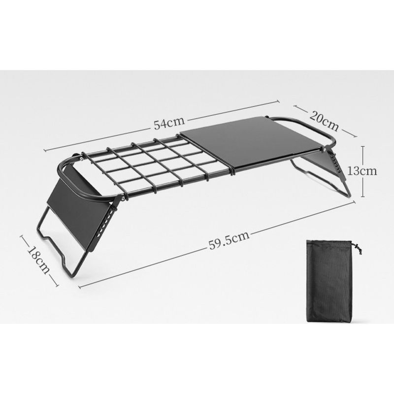 Mini estufa de exterior con rejilla retráctil, altura ajustable, mesa de té plegable de metal, recta_voghion.com