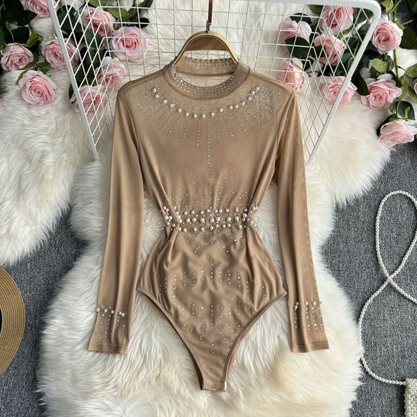 Women's fashionable design beaded sequins light luxury jumpsuit women's thin style slim inner top trendy_voghion.com