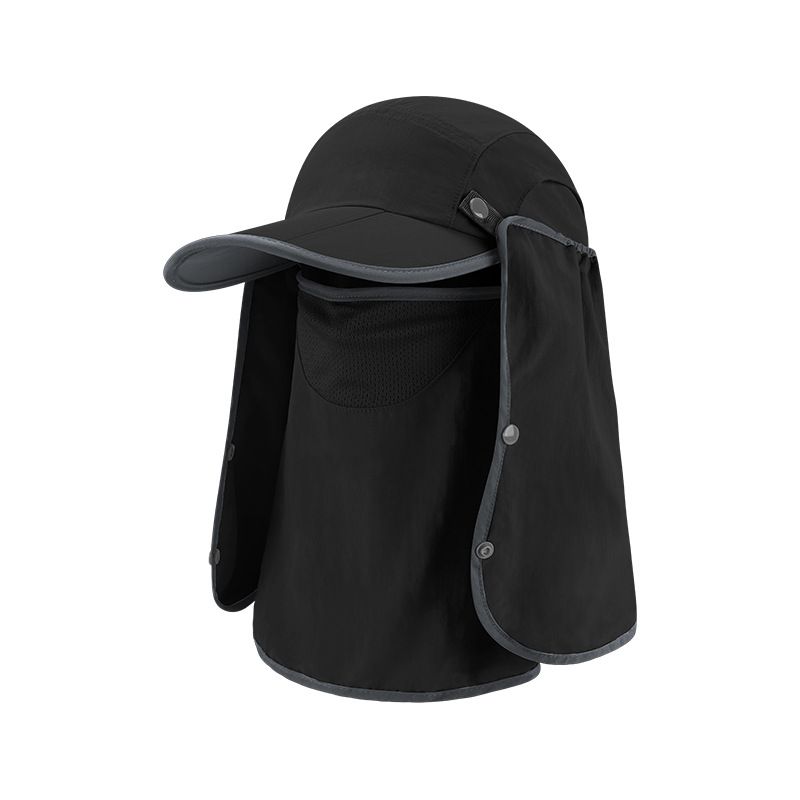 Portable three fold duck tongue hat, summer outdoor full protection, face sun shading, baseball hat with mosquito and_voghion.com