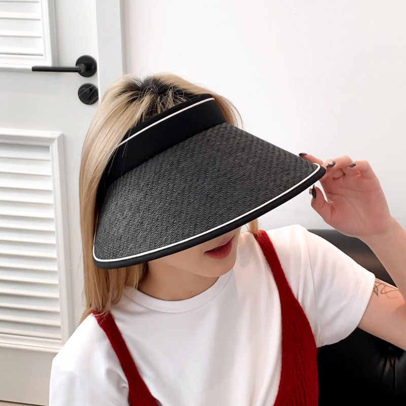 Große Krempe für UV-Schutz Sommer Radfahren Frauen faltbare Sonne Strohhut_voghion.com