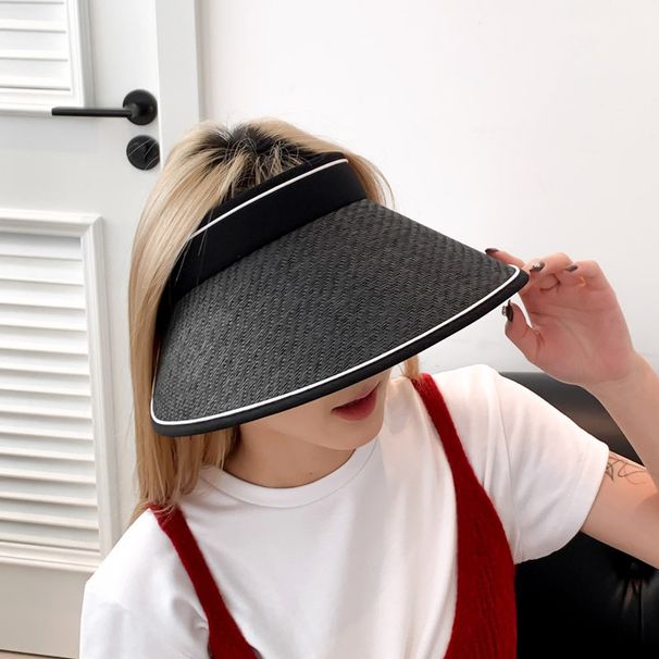 Große Krempe für UV-Schutz Sommer Radfahren Frauen faltbare Sonne Strohhut_voghion.com