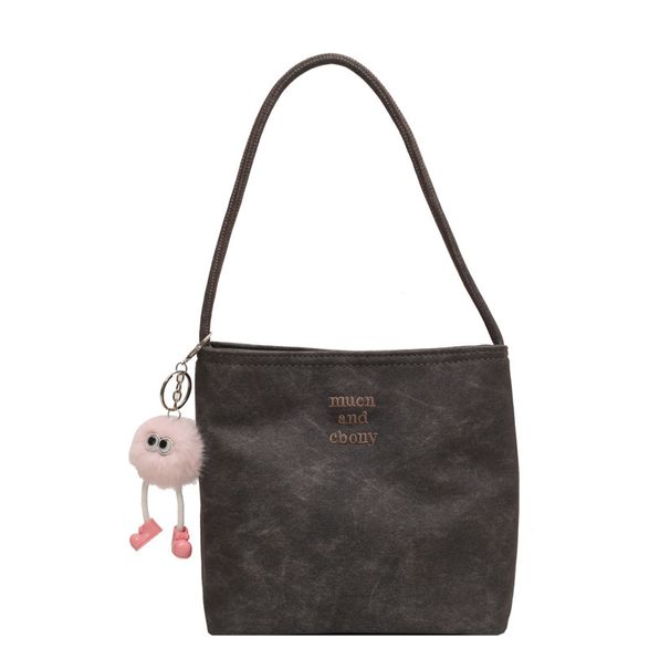 Autumn Winter Cute Casual Solid Color Bucket 2025 New Korean Version Simple Women's Ins Single Shoulder Bag_voghion.com