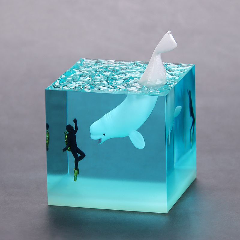 Micro Landscape Ocean Whale Nightlight Trendy Play Birthday Gift Giving Home Furnishing Desktop Living Room Resin_voghion.com