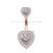Piercing per ombelico in acciaio inossidabile anallergico, bottone dorato, zirconia cubica di design, 6 diametri, a forma di cuore, per corpo_voghion.com