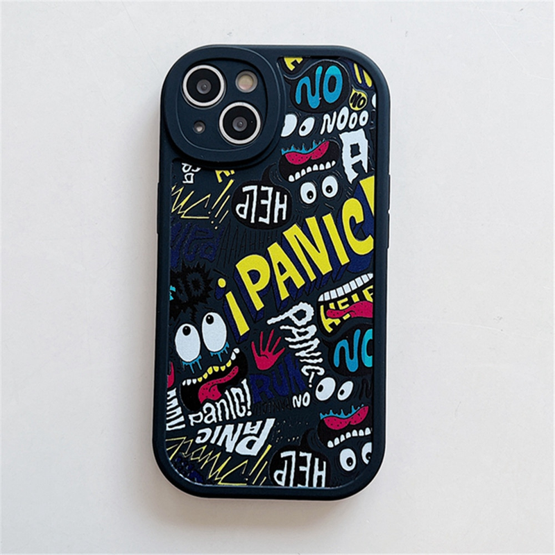 Doodle funny expression phone case For iPhone 14 13 12 Pro 11 ProMax XSmax XR X XS 7 8Plus Shockproof Soft Silicone Back Cover_voghion.com