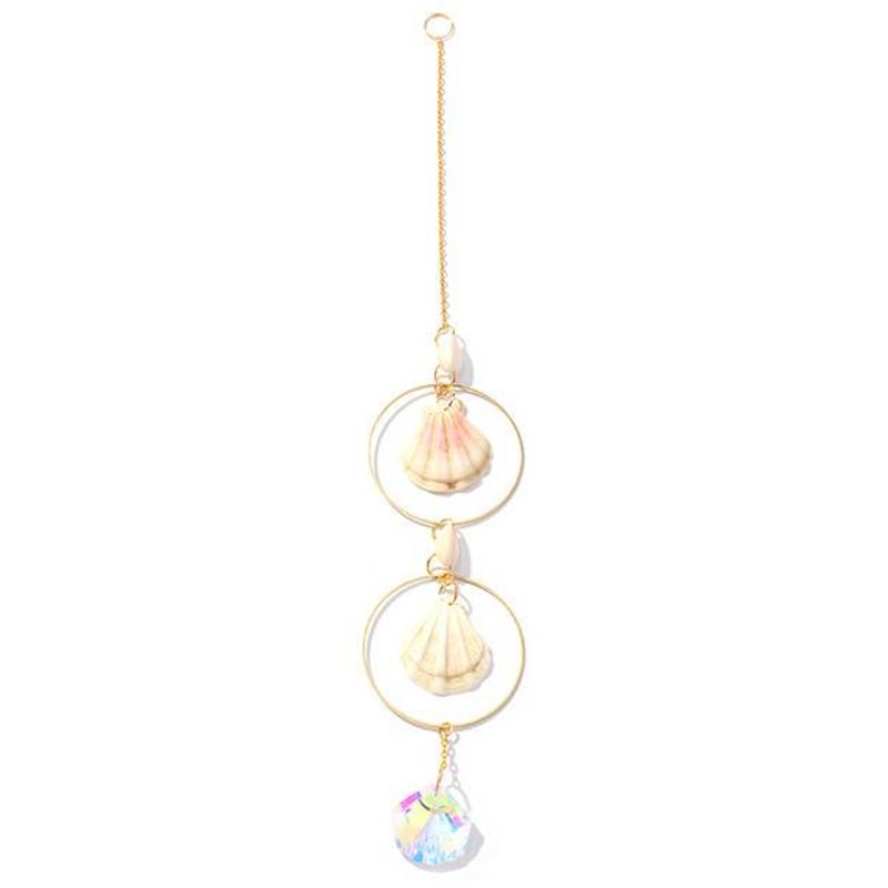 Acrylic souvenir natural gravel shell pendant sun catcher gardening metal crystal pendant chain decoration_voghion.com