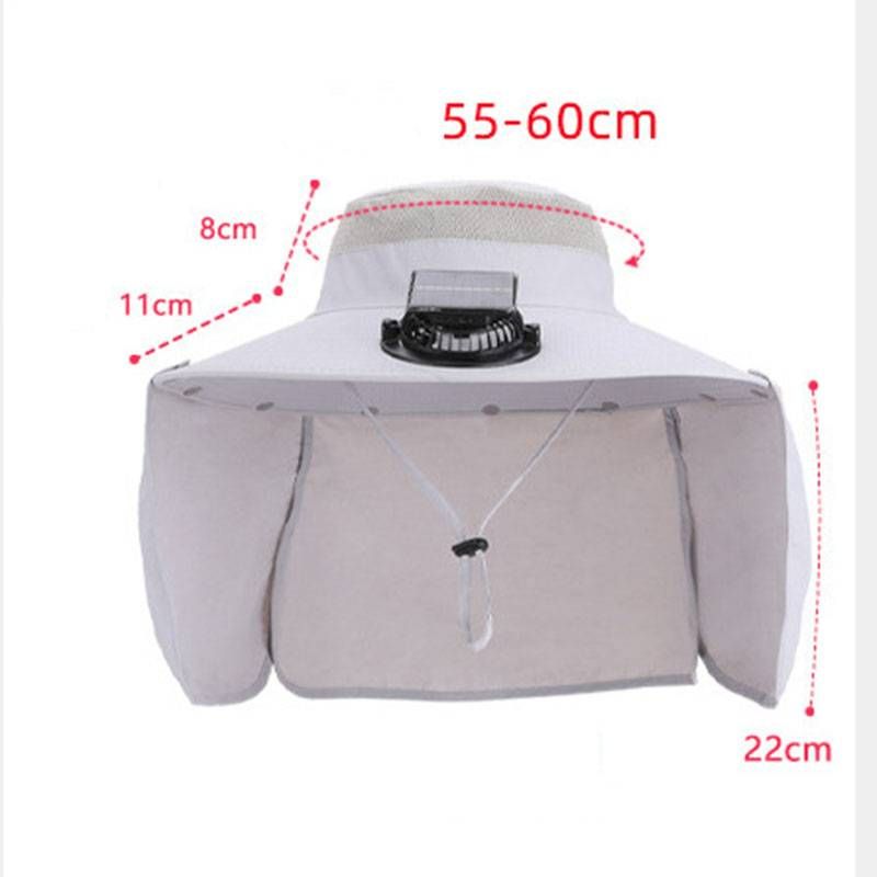 Outdoor Fishing And Mountain Climbing Sun Hat, Oversized Eave Solar Fan Hat, Shawl Neck Protection, Sun Protection Fisherman Hat_voghion.com