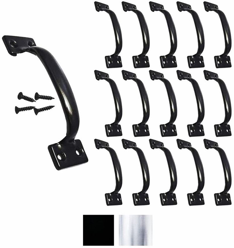 2 5-inch Vintage Door Handles, Iron Hardware Pulls With Screws, Country Style Cabinet Handles, Vintage Drawer Pulls For Outdoor, Garage And Drawers, Black_voghion.com