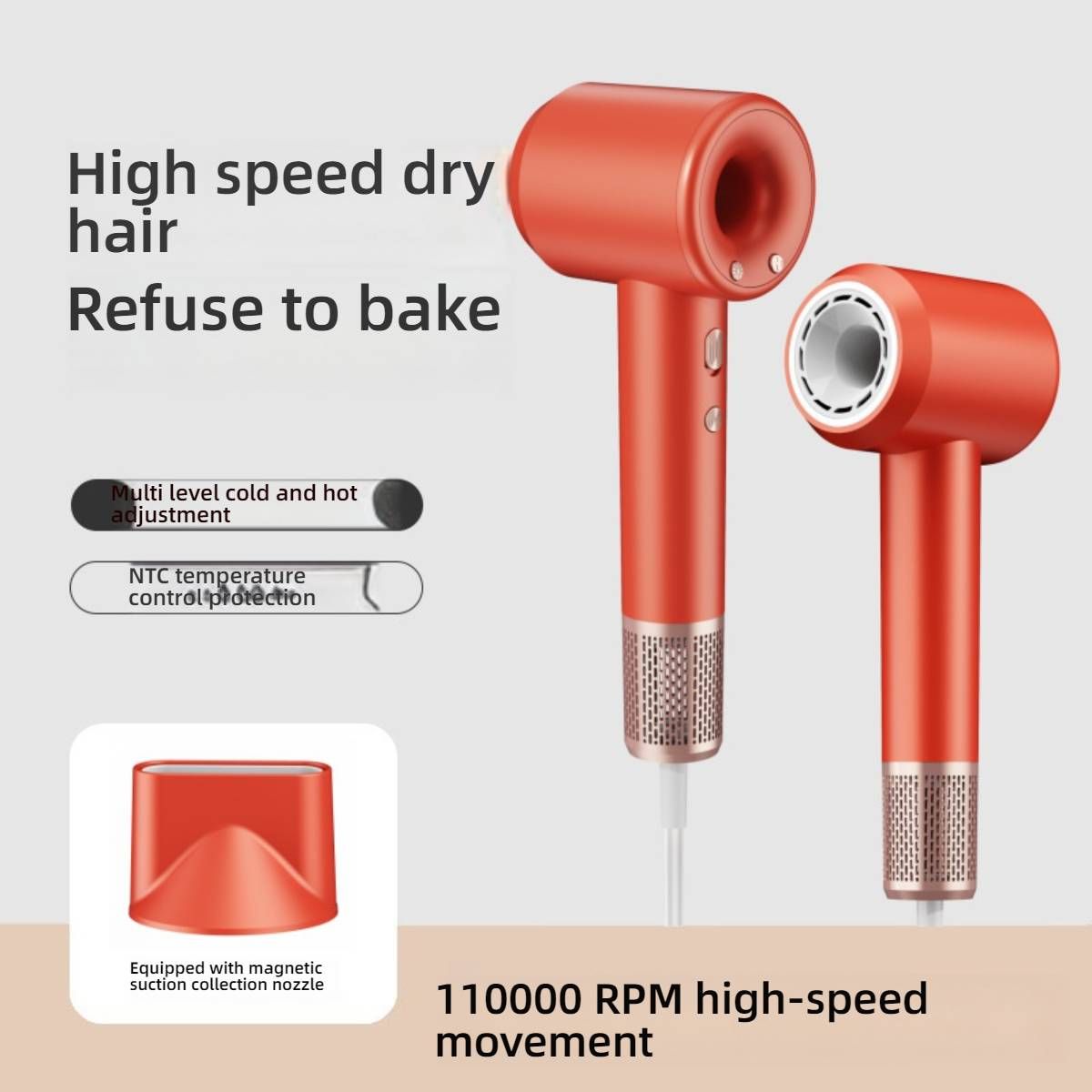 Professional Hair Dryer With Negative Ion Technology, 1600W Fast Drying, 3 Speed Settings, Cool & Hot Air, Overheat Protection_voghion.com