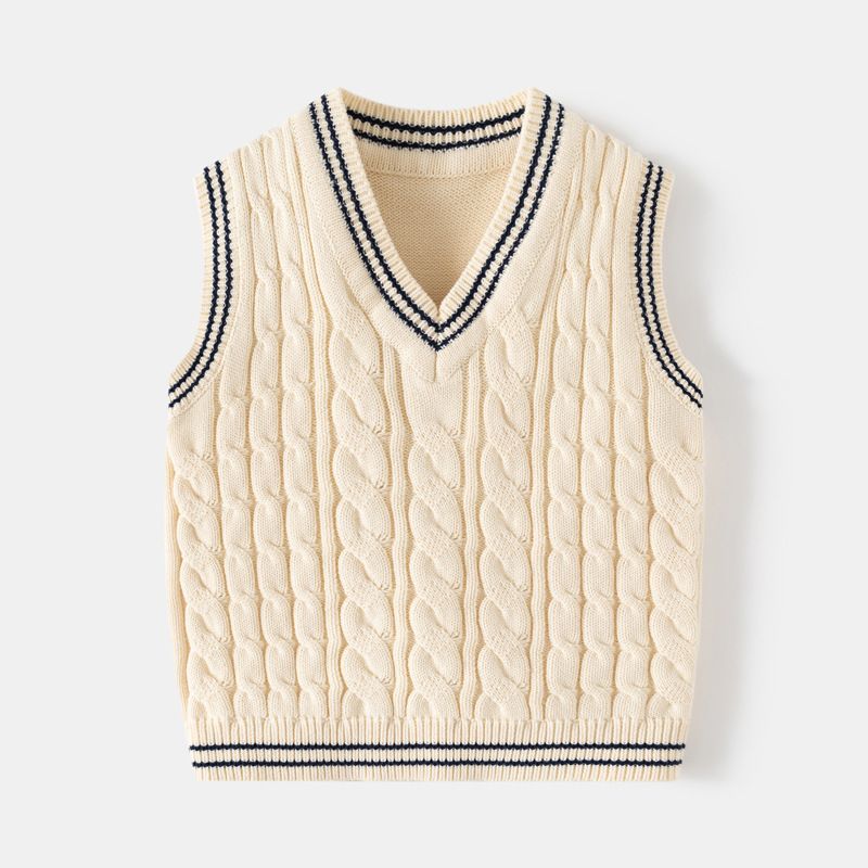 Tengyun Pigeon Kleidung Jungen Grob Nadel V-ausschnitt Strick Weste 24 Herbst/Winter Neue Kollektion Kinder Twisted_voghion.com