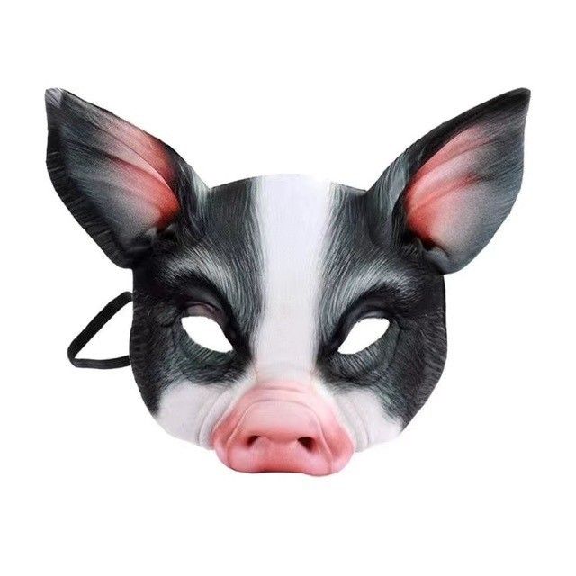 Mască de carnaval de Halloween, mascarada, imprimare digitală, animal, porc, acoperire pentru cap_voghion.com