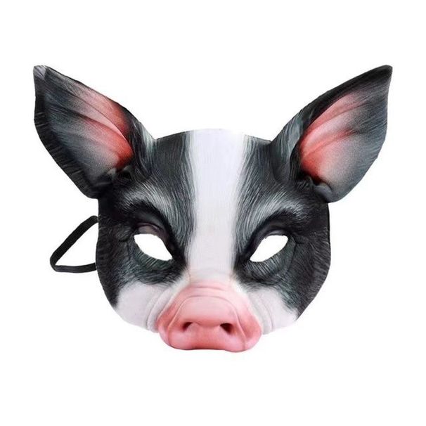 Mască de carnaval de Halloween, mascarada, imprimare digitală, animal, porc, acoperire pentru cap_voghion.com