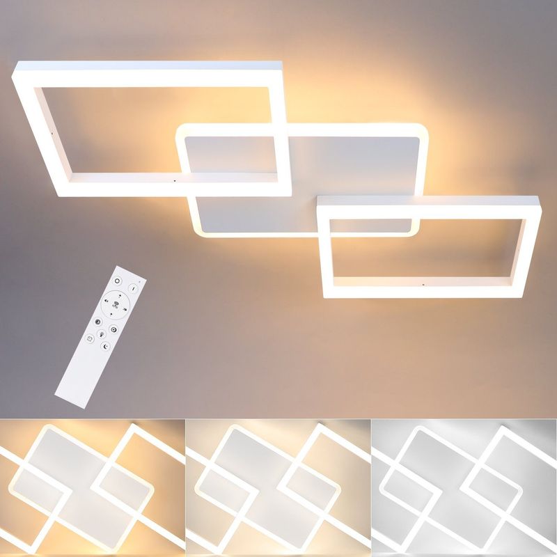 Deckenlampe LED Deckenleuchte Weiß - 48W Wohnzimmerlampe Dimmbar Mit Fernbedienung Schlafzimmerlampe Modernes Design Deckenbeleuchtung Für Küche Büro_voghion.com