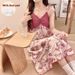 Sleeping women's mid to long style with chest cushion cloud cotton loose fit plus size slimming Korean version suspender_voghion.com