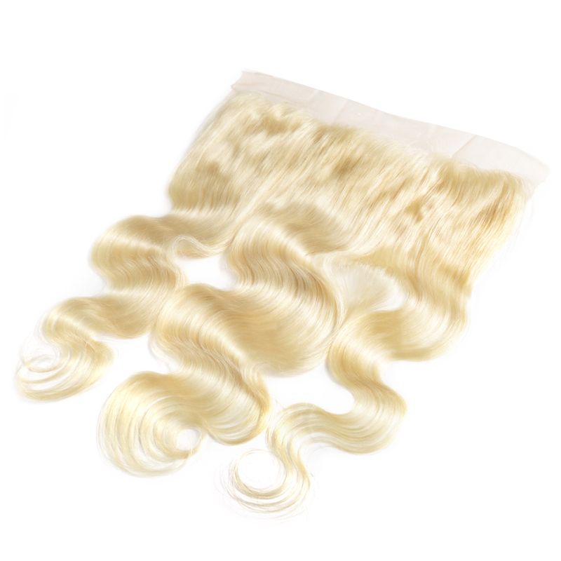 613 Koronka z przodu ludzkich włosów Dziewiczy brazylijski włosy inne niż Remy 13X4 Koronka z przodu Zamknięcie włosów 613 # Jasny blond kolor_voghion.com