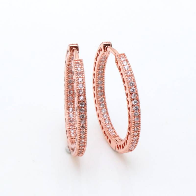 Women's Jewelry Large Rose Gold Shining Heart Earrings Light Luxury Hollow Love Heart Shaped Earrings Gift_voghion.com
