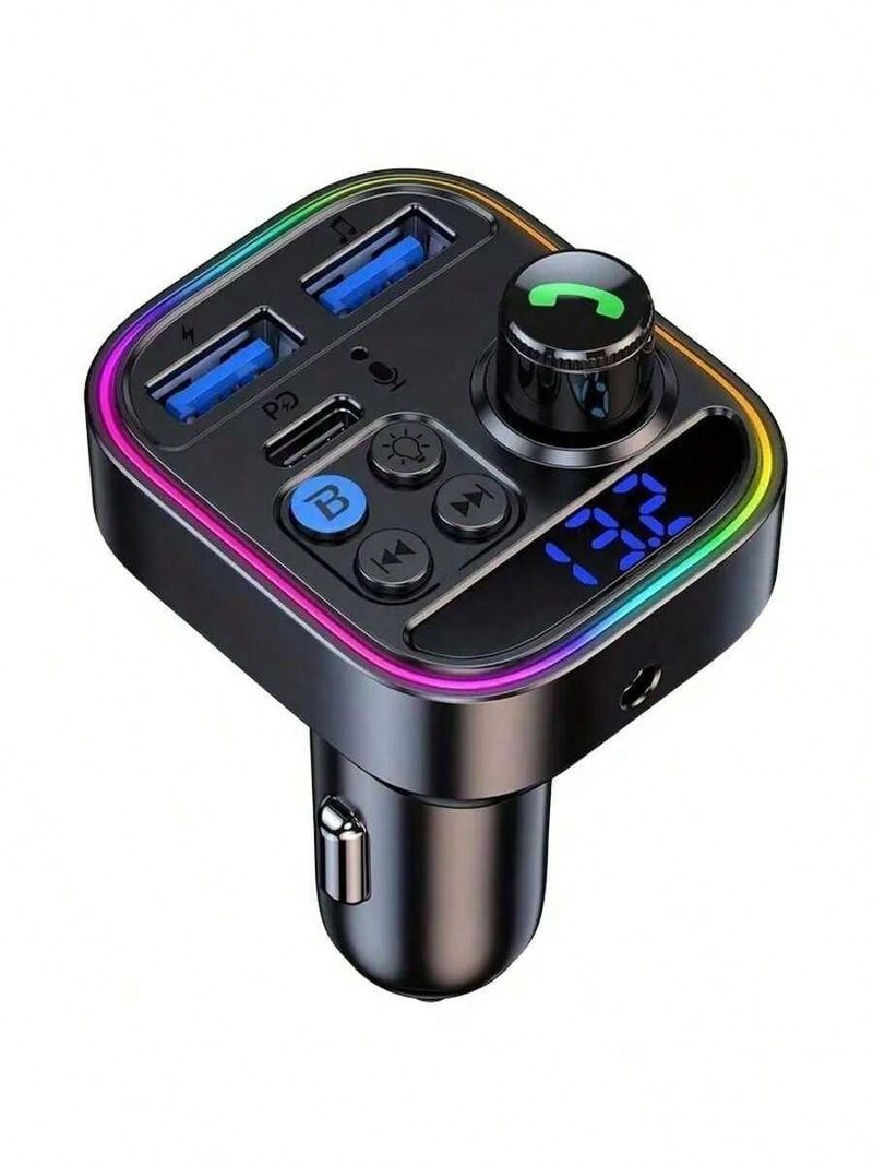 Car Charger FM Transmitter Wireless Handsfree Calling AUX Audio MP3 Player Type C PD 30W Dual USB Fast Charging Car Charger，PD30W_voghion.com