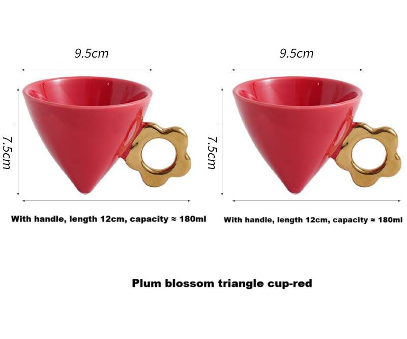 Light Luxury Creative Fulcrum Conical Triangle Coffee Cup High Value Ceramic Electroplating Afternoon Tea Cup Personality Cup_voghion.com