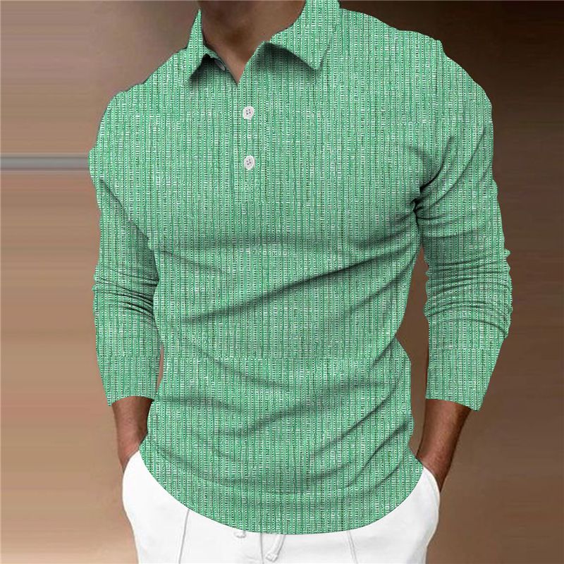 Frühling und Herbst Herren High Street 3D-Druck lässiges Langarm-Poloshirt Herrenmode Buchstabe K Poloshirt_voghion.com