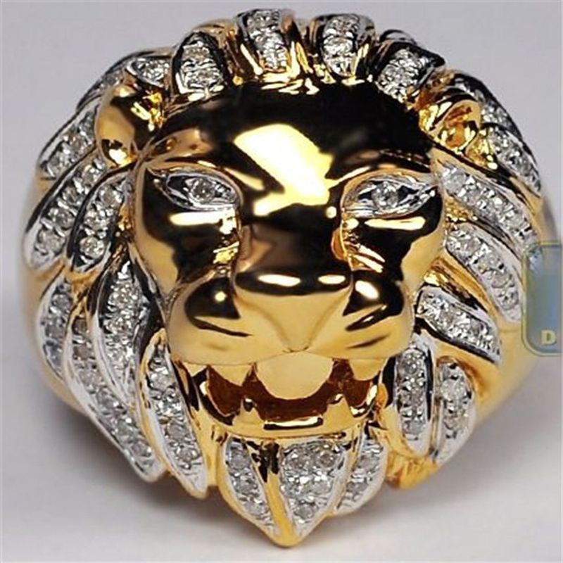 jewelry golden lion head fashion ring ring new style new domineering_voghion.com