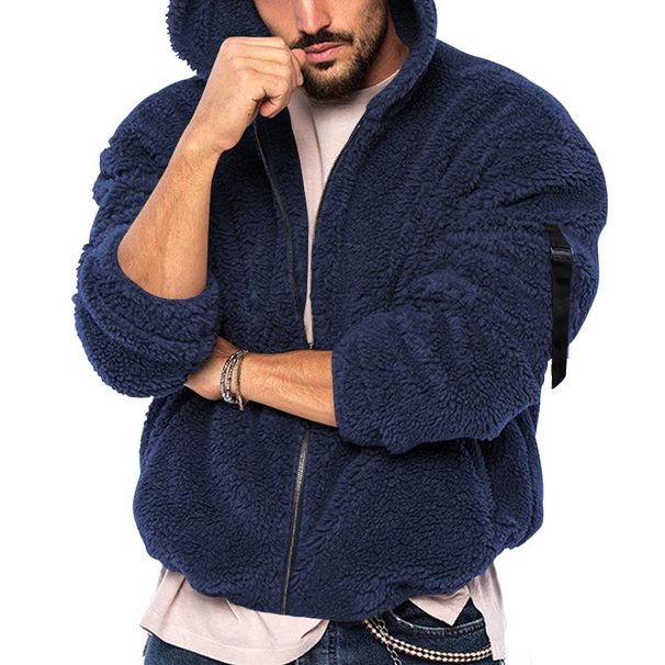 Winter Men Fluffy Fleece Thick Warm Coat Jacket Long Sleeve Hooded Coat Plush Buttons Closure Thicken Warm Men Coat Outerwear_voghion.com