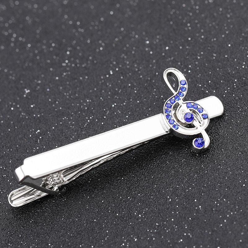 Krawattenklammer für Herren, französisches Business-Hemd, Note-Diamant-Manschettenknöpfe_voghion.com