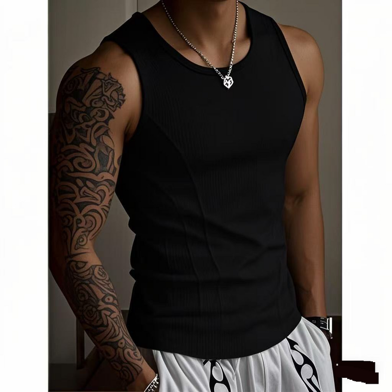 Men's Clothing Shaped Vest For Men In Summer Tight Fitting Sports Fitness Coarse Thread High Training Elastic Sweat_voghion.com