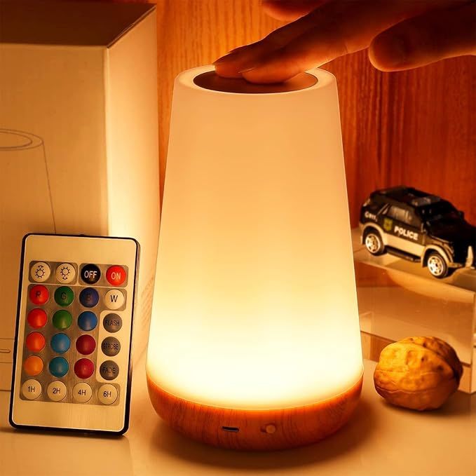Nachtlamp Verstelbare Touch Lamp Voor Slaapkamer Draagbare Bureau-/Bedlamp Met 5 Helderheidsniveaus En 13 RGB Kleuren_voghion.com